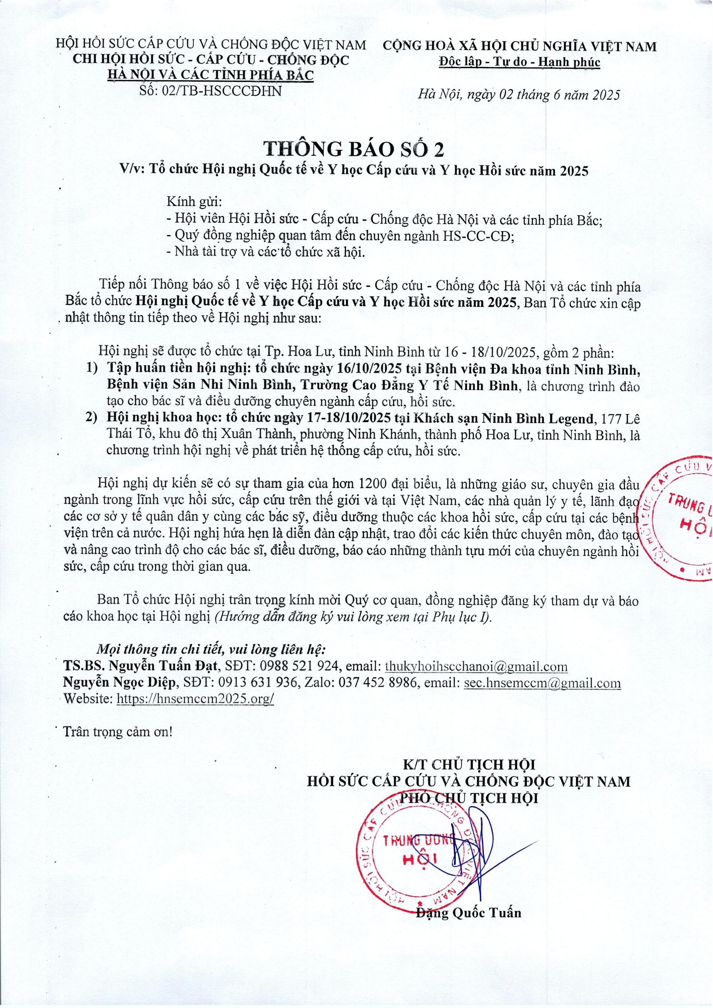 Thông báo số 2 - Trang 1